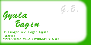 gyula bagin business card